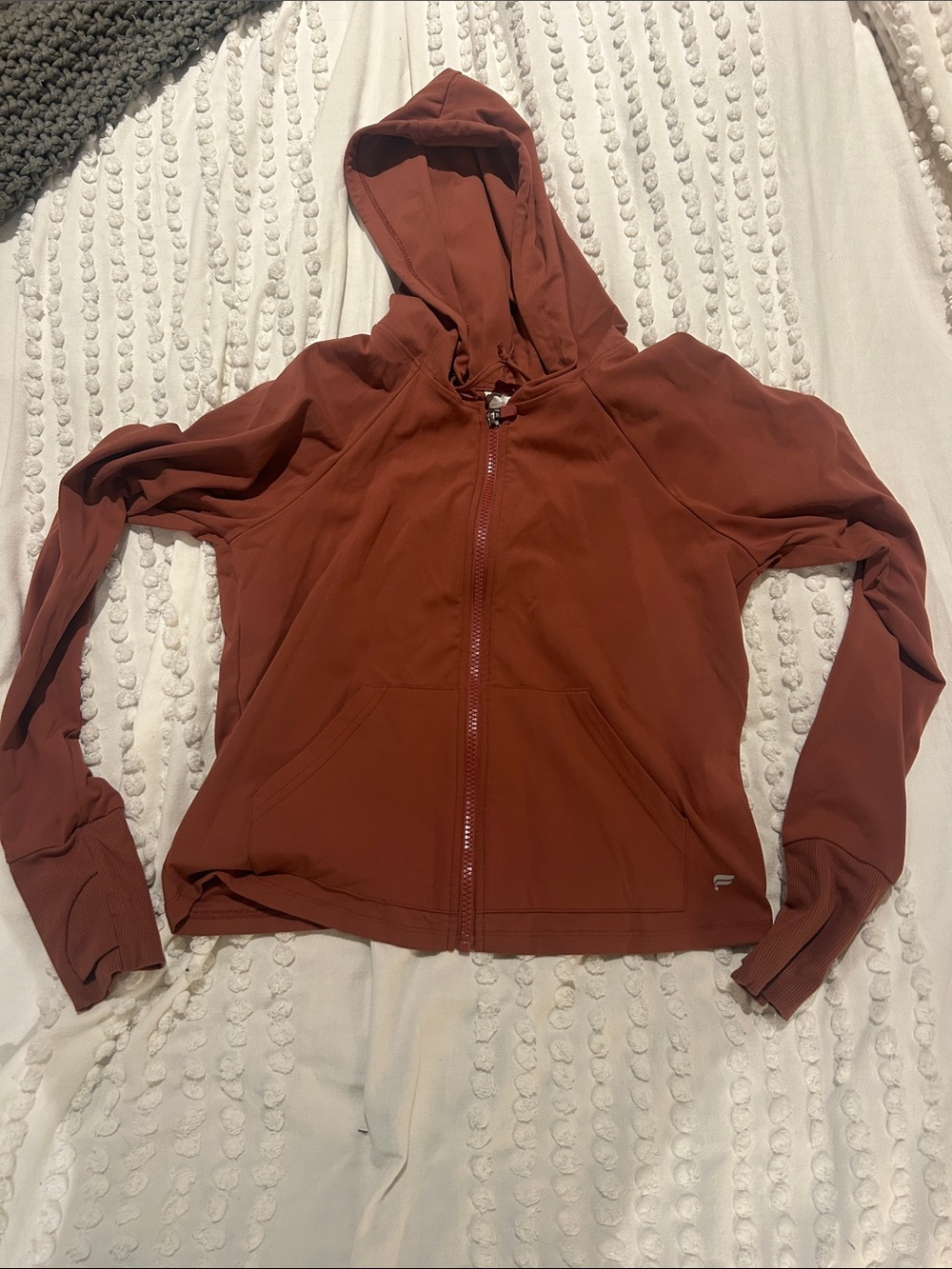Fabletics cropped Rust Zip-Up Hoodie
